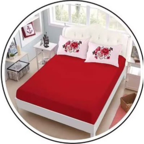 Set lenjerie de pat, din bumbac finet, uni, 6 piese, pat 2 persoane, cu elastic , 180x200x25 cm, cod NH-01