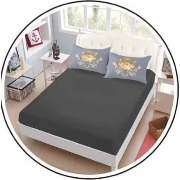 Set lenjerie de pat, din bumbac finet, uni, 6 piese, pat 2 persoane, cu elastic , 180x200x25 cm, cod NH82