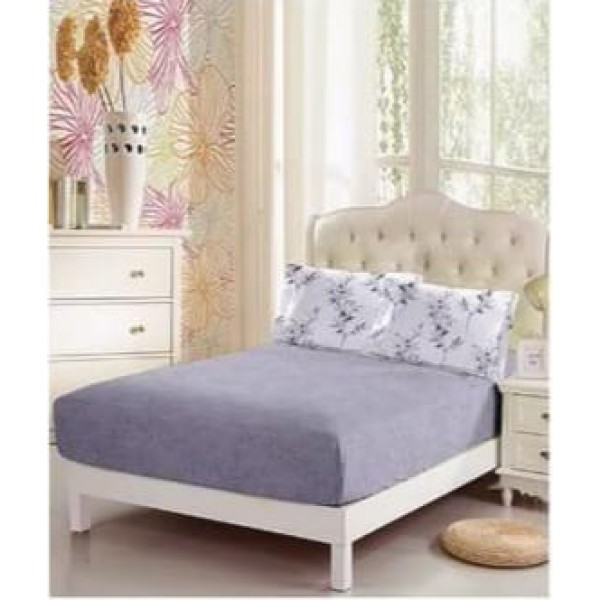 Lenjerie de pat 2 persoane, bumbac finet, 6 piese cu elastic,imprimeu floral, cod BB128