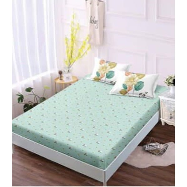 Lenjerie de pat 2 persoane, bumbac finet, 6 piese cu elastic, multicolor, cod B-602