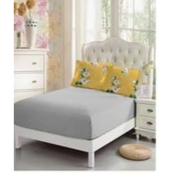 Lenjerie de pat 2 persoane, bumbac finet, 6 piese cu elastic, floral galben, cod 05