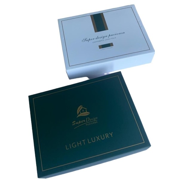 Lenjerie finet 6 piese,luxury design, alb/verde, imprimeu happy, cod K2 Lenjerie finet 6 piese,luxury design, alb/verde, imprimeu happy, cod K2