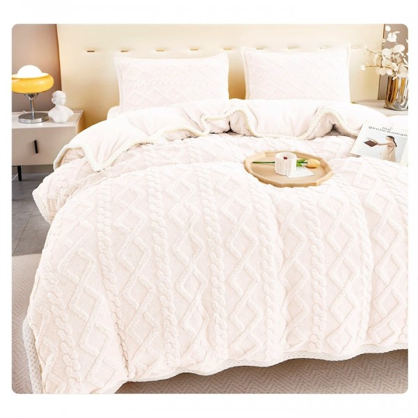 Lenjerie Cocolino, Cu Margine Pentru Pat Dublu, 4 Piese, Alba, Cod - LC55