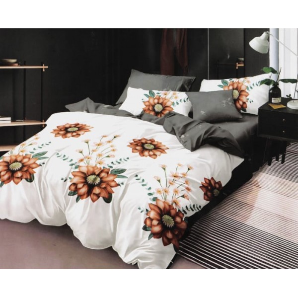 Lenjerie de pat 2 persoane, bumbac finet, 6 piese cu elastic, cod SE58