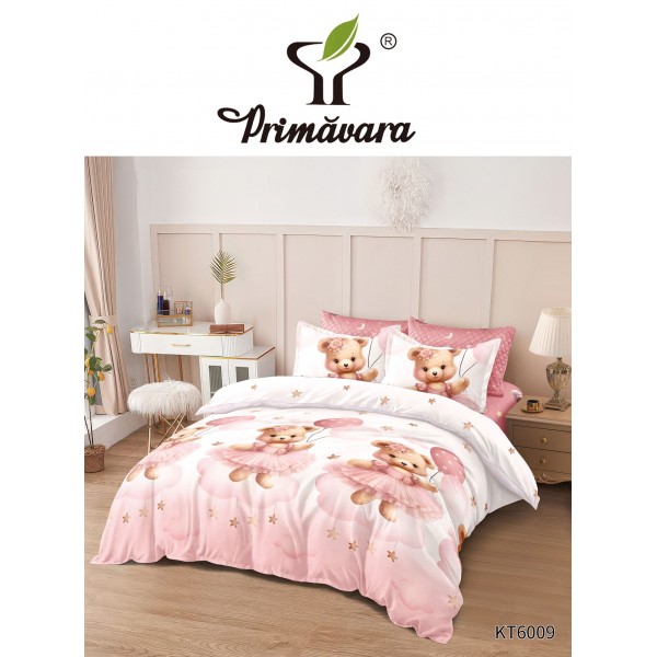 Lenjerie de Pat Primăvara din Bumbac Finet, 6 Piese - Ursuleți Balerine, Cod Produs KT6009