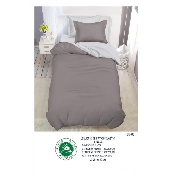 Lenjerie de pat cu elastic,o persoana, din bumbac finet PUCIOSA, cod produs SE-06