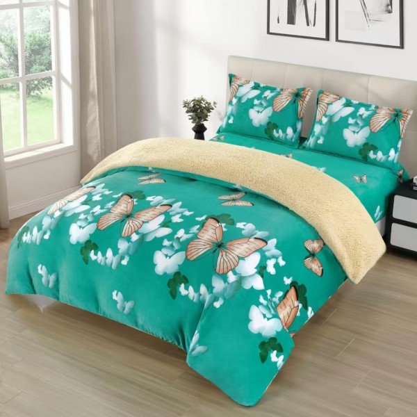 Set de lenjerie de pat Cocolino cu blăniță, 4 Piese, cu Elastic, Pucioasa COD LCB31