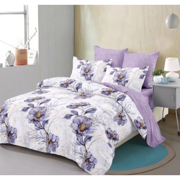  Lenjerie de Pat Premium – Model Floral Lavanda Elegance ,6 piese cu elastic , multicolr, cod B734